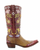 Inspired by wildflower meadows and heirloom craftsmanship, this handcrafted cowboy boot transforms a classic Western silhouette into a wearable work of art.

The foot is crafted from distressed honey tan leather that develops even more character with every wear, while the rich burgundy shaft provides a dramatic backdrop for an intricate garden of embroidered blooms. Soft shades of blush pink, butter yellow, sage green, lavender, and ivory create a vibrant floral tapestry that climbs the shaft, giving the boot an unmistakable bohemian charm.

Contrasting burgundy leather overlays wrap the toe, heel counter, and pull tabs, accented with ivory diamond-shaped inlays that add a subtle Southwestern influence. A classic snip toe and stacked leather walking heel complete the timeless cowboy silhouette, making these boots as comfortable as they are unforgettable.