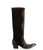 Make a statement from every angle in these striking black suede studded boots, where exotic inspiration meets unmistakable Western attitude.

The dramatic 18-inch straight-cut shaft is crafted from luxe black suede and embellished with intricate mixed-metal studs arranged to recreate the dimensional pattern and movement of python snakeskin. The effect delivers all the exotic appeal of snakeskin in an unexpected, beautifully detailed design.

Smooth black leather on the vamp and heel counter creates a rich contrast against the suede, while a gleaming metallic toe cap adds just enough shine to command attention.

The softly pointed round toe and 2.25-inch tall riding heel create a flattering, elongated silhouette, while the half side zipper makes these tall boots easier to slip on and off.

Bold without being overdone, these 18-inch black Western boots effortlessly move from denim and leather to dresses and skirts. For the woman who loves distinctive boots that won't disappear into the crowd, this is a pair destined to become a favorite.

Details

Color: Black

Leather: Premium suede with contrasting smooth leather

Shaft Height: 18"

Toe: Pointed round

Heel: 2.25" tall riding heel

Closure: 1/2 side zipper

Embellishment: Mixed-metal python-inspired studding

Metallic toe tip

Contrast leather vamp and heel counter

Tall Western-inspired silhouette