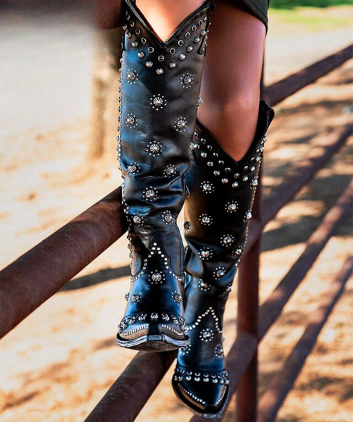 L3095-1 OLD GRINGO KELLIE MIDNIGHT BLACK RIVETED DISTRESSED 18