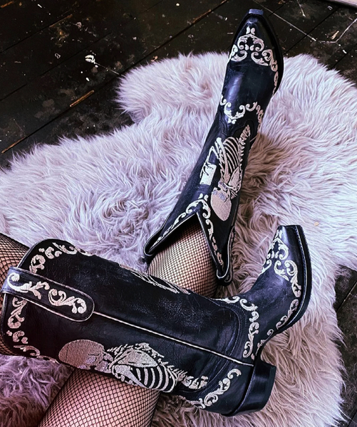YL 348-1 YIPPEE KI YAY BY OLD GRINGO BOOTS SELFIE BLACK