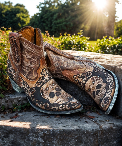 Ankle Boots Old Gringo Crystal Boots Men's Old Gringo Mexicana Crystal  Eagle Brown Western Ankle Boots