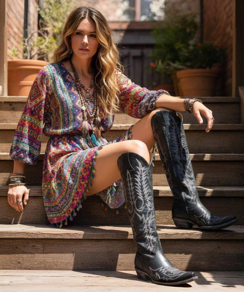 L1213-15 RF Old Gringo Mayra Bis Vesuvio Black (Silver Embroidery