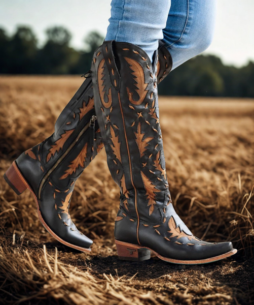 LB0495D LANE Reverie Knee High Corset Jet Black & Burnt Caramel