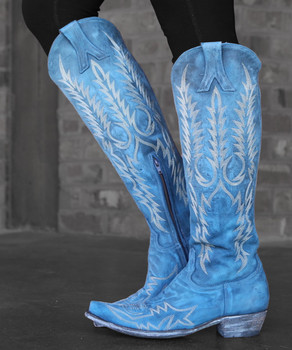 L1213-30 OLD GRINGO MAYRA AZUL BLUE 18" LEATHER BOOTS