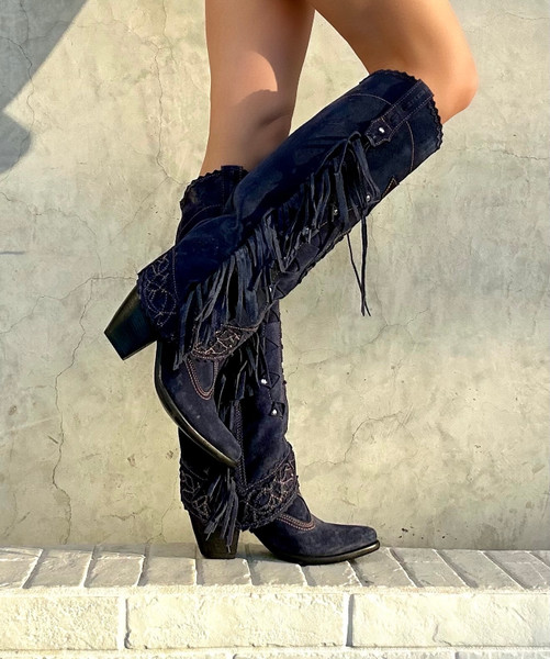 ロングブーツ [Anderson Bell] HEATHER CUT-OUT LONG BOOTS Andersson Bell Black Heather Cutout Leather Boots Andersson Bell