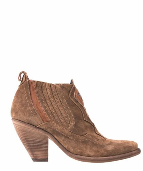 Zip Front Platform Ankle Boot in Gasoline Sigaro