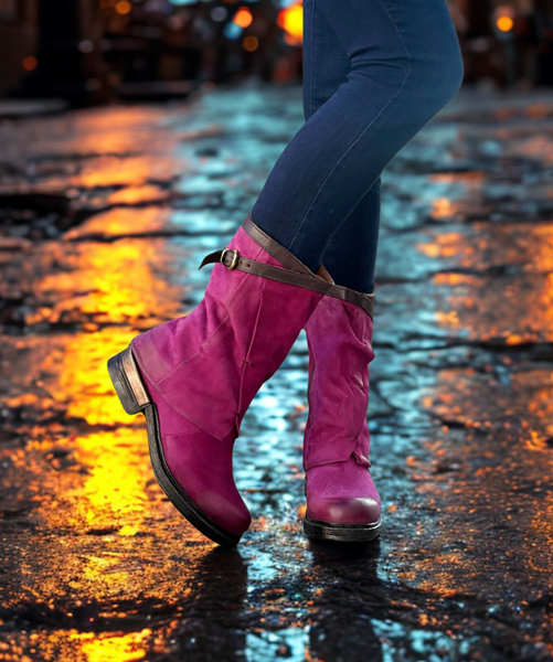 A.S.98 ARTHUR VELENO PINK EBANO LUXURY ITALIAN LEATHER BOOTS