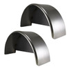 2 Pack - 36x10 3/4 Single Axle Steel Trailer Fender w/ Back Plate Welded In