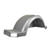 Plastic Step Trailer Fender - 40.31" - Smooth Silver - Includes Mounting and Light Holes - Right Rectangle Turn Signal 