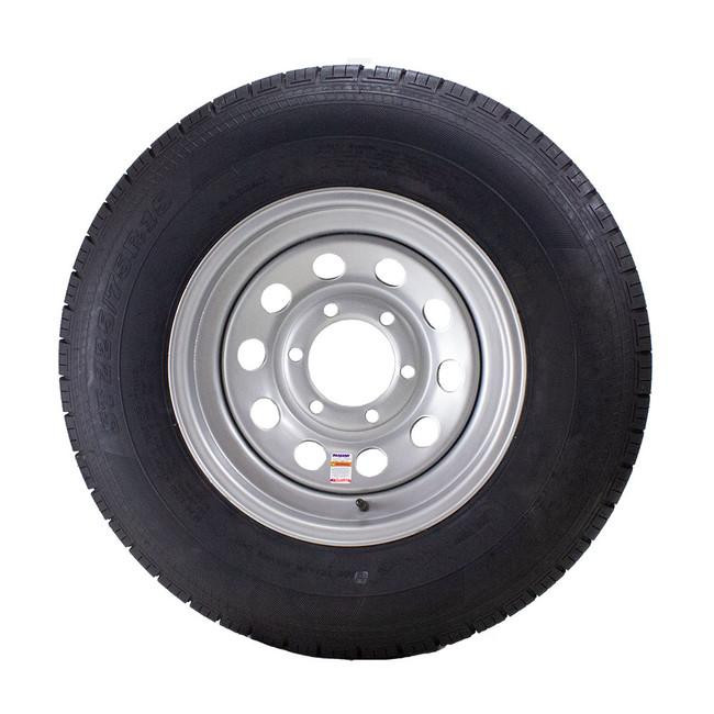 ST225/75R15 Freestar Trailer Tire Load Range E on 6 Bolt Silver Mod Wheel
