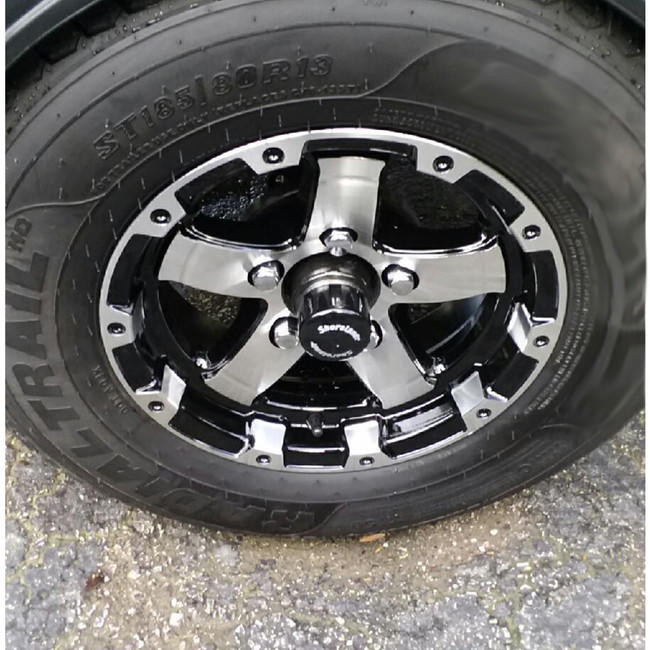 13X5 5Lug on 4.5" Aluminum T08 Trailer Wheel Black Inlay T0835545BMLS