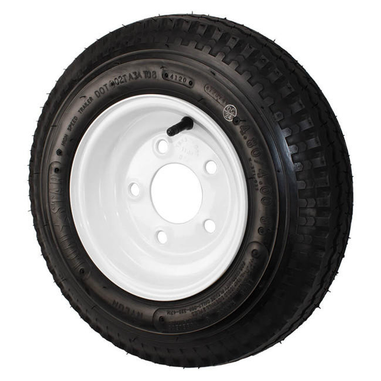 4.80X8 Loadstar Trailer Tire LRB on 5 Bolt White Wheel