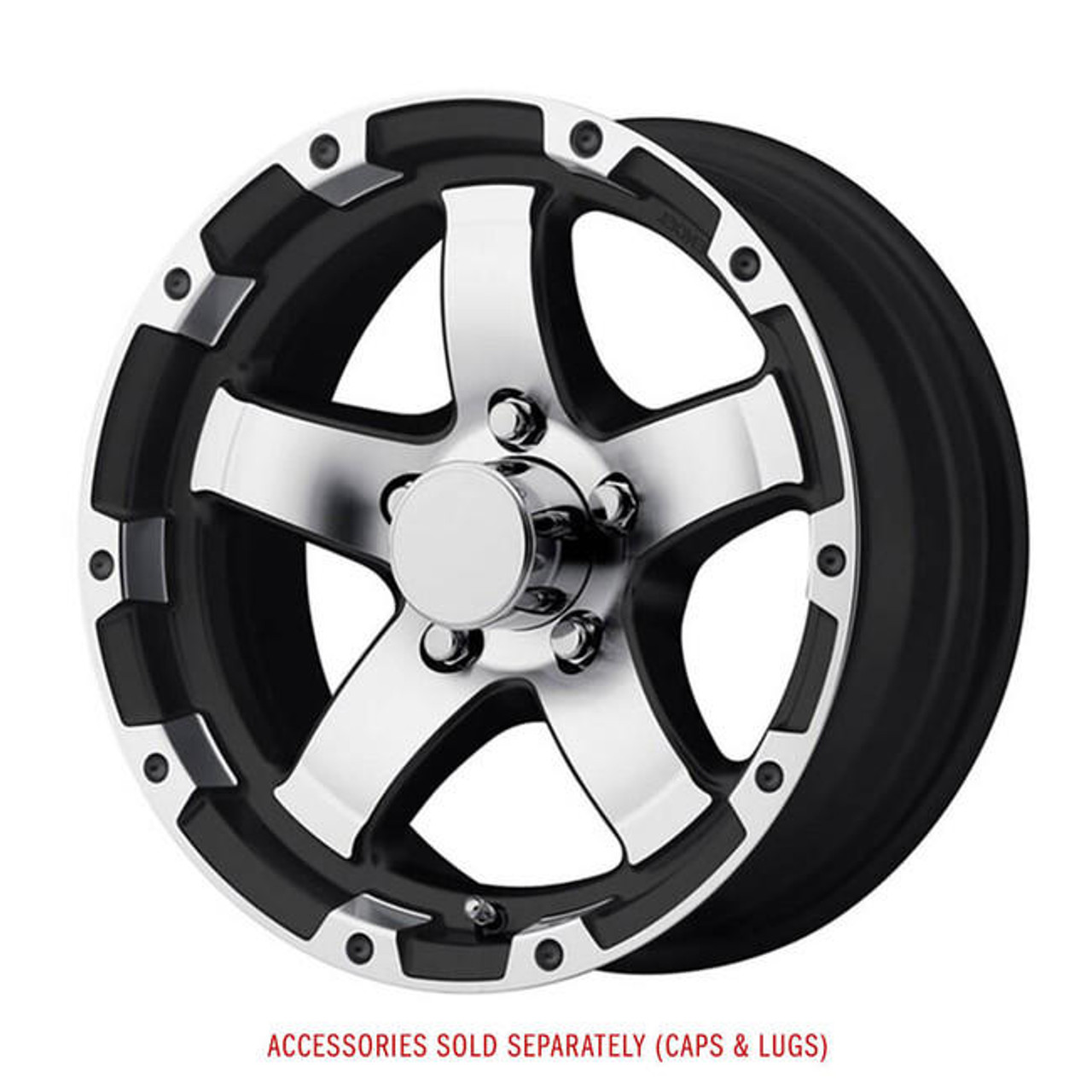 15 X 6 5/4.5 Aluminum T08 Black Machined Lip and Spoke - T08