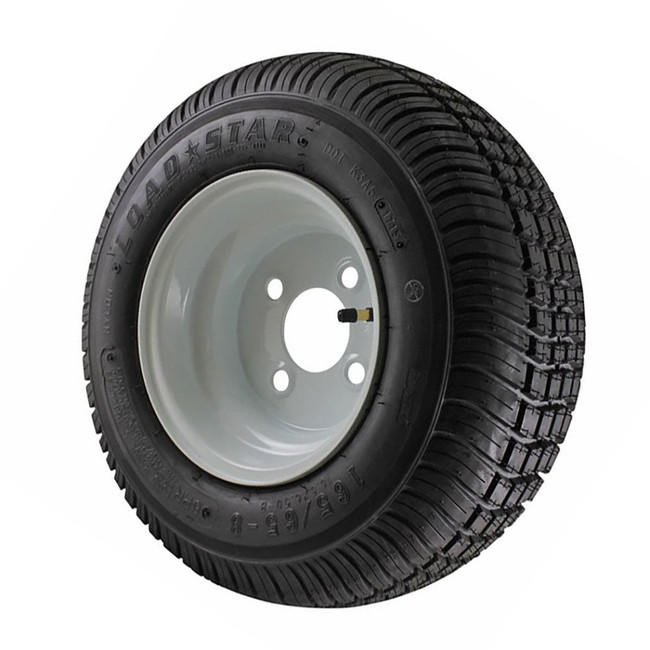 16.5X6.50-8 Loadstar Trailer Tire LRC on 4 Bolt White Wheel