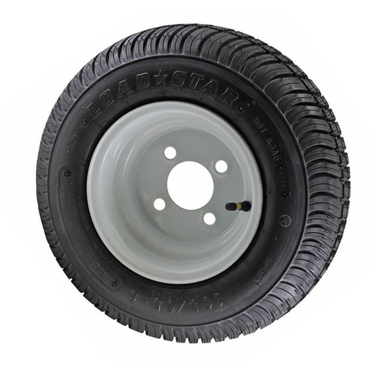 16.5X6.50-8 Loadstar Trailer Tire LRC on 4 Bolt White Wheel