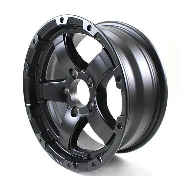 SA【2736】BADX　S-HOLD　15ｘ5J+45 100 4H ホイール4本セット　中古品　軽自動車など 15X6 5-Lug on 4.5\" Aluminum T08 Trailer Wheel Black Matte - T08-56545MB