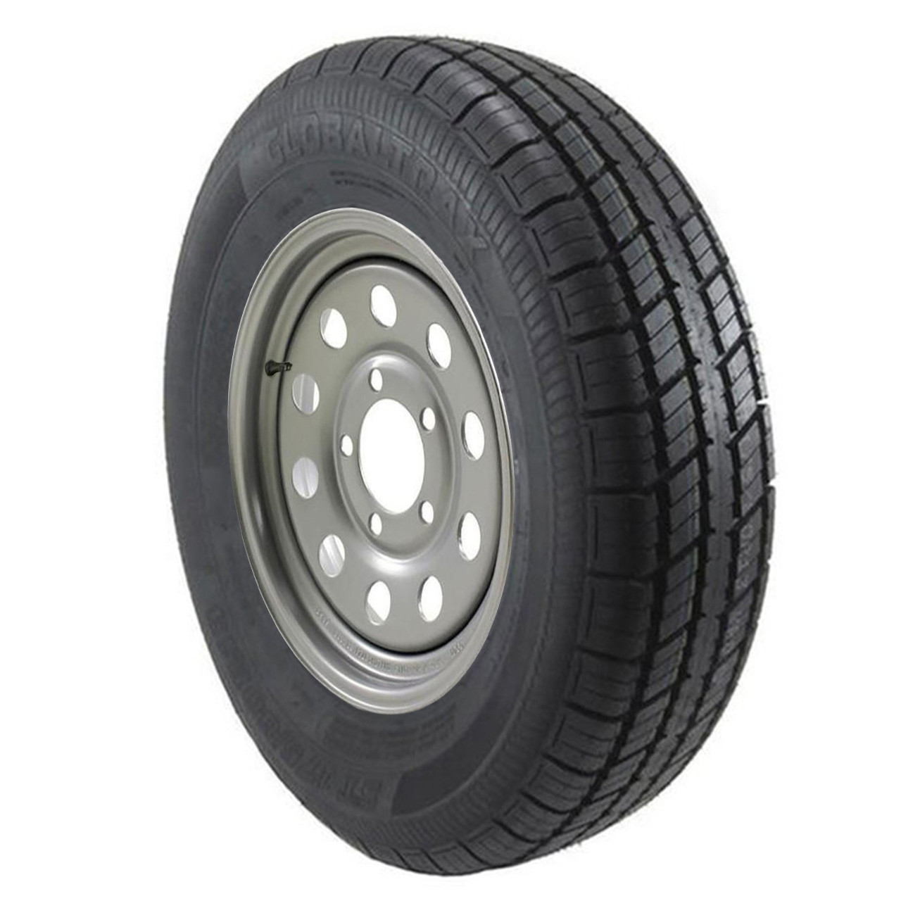ST175/80R13 GlobalTrax Trailer Tire LRD on 5 Lug Silver Mod Wheel-JG
