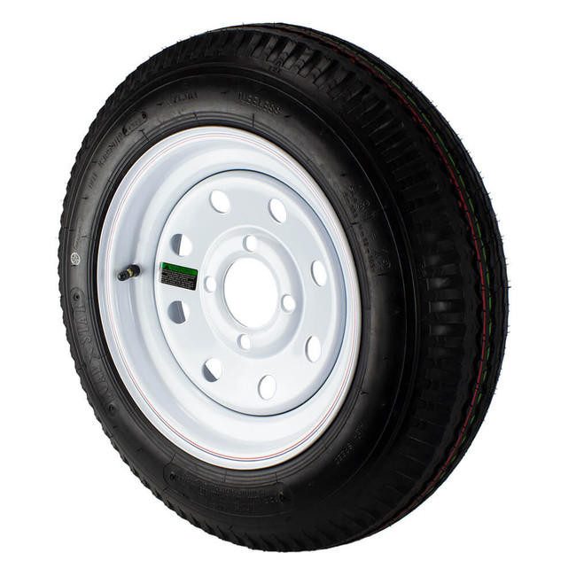 4.80X12 Loadstar Trailer Tire LRC on 4 Bolt White Mod Wheel