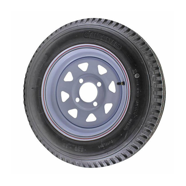 5.30X12 Loadstar Trailer Tire LRD on 4 Bolt White Spoke Wheel