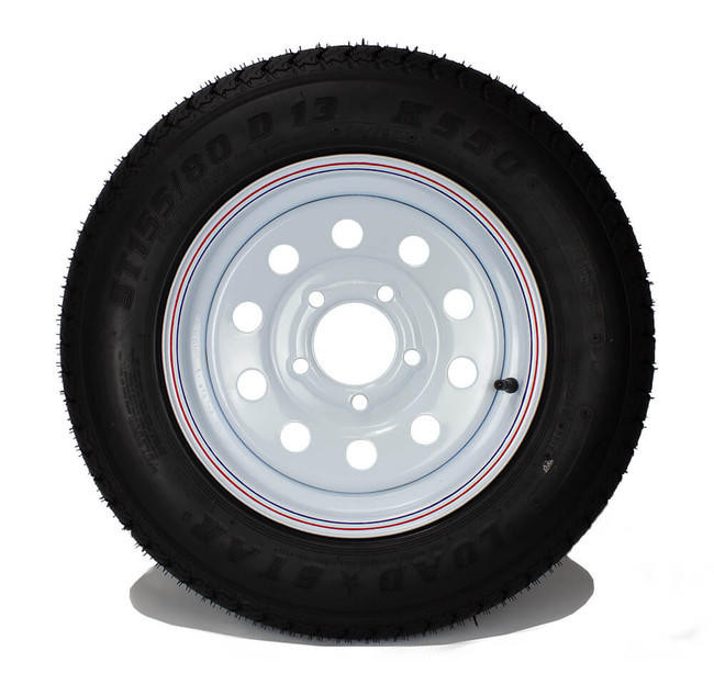 ST155/80D13 Loadstar Trailer Tire LRC on 5 Bolt White Mod Wheel-JG