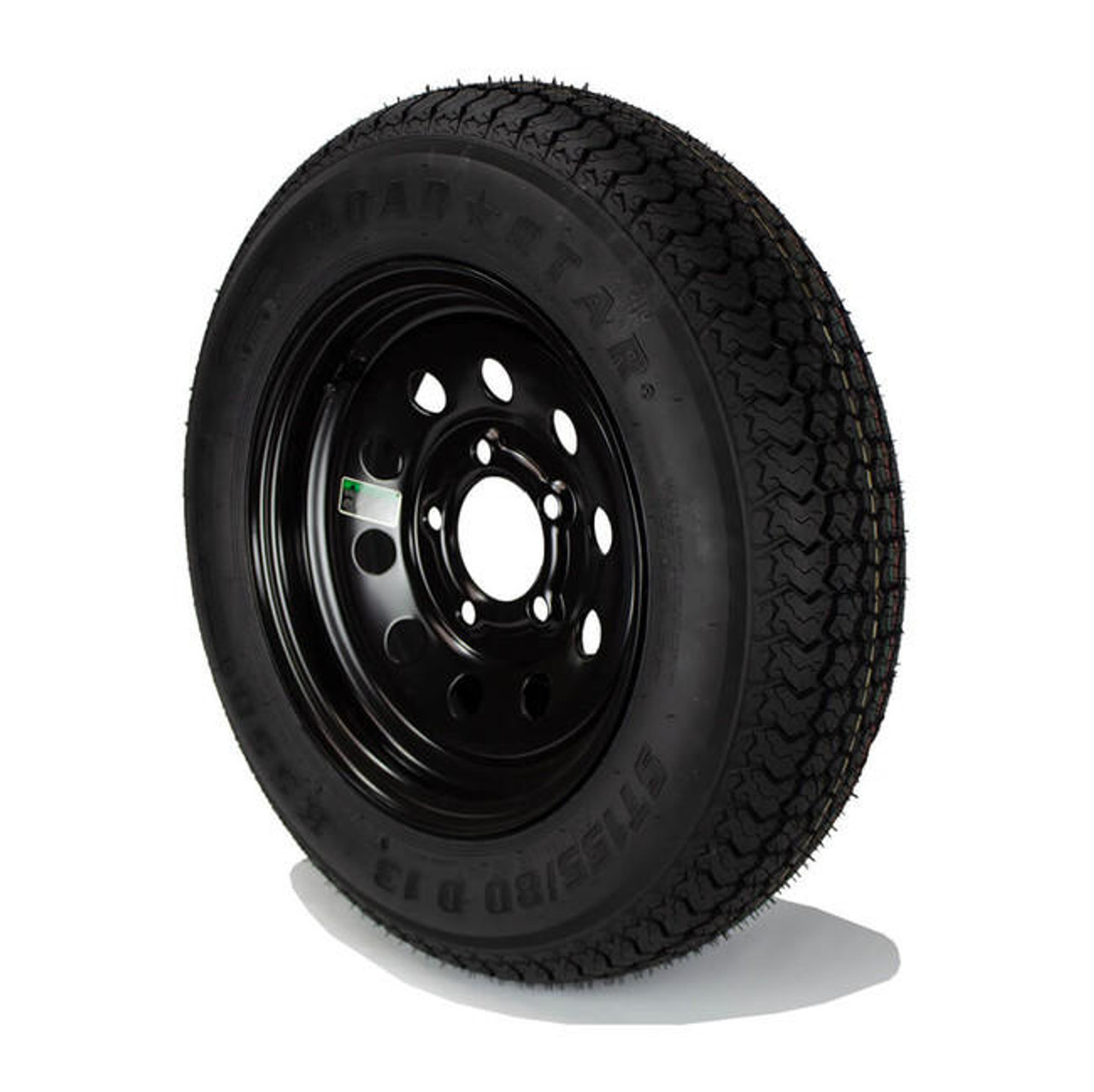 ST155/80D13 Loadstar Trailer Tire LRC on 5 Bolt Black Mod Wheel