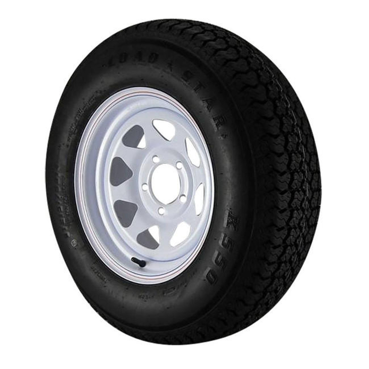 ST215/75D14 Loadstar Trailer Tire LRC on 5 Bolt White Spoke Wheel