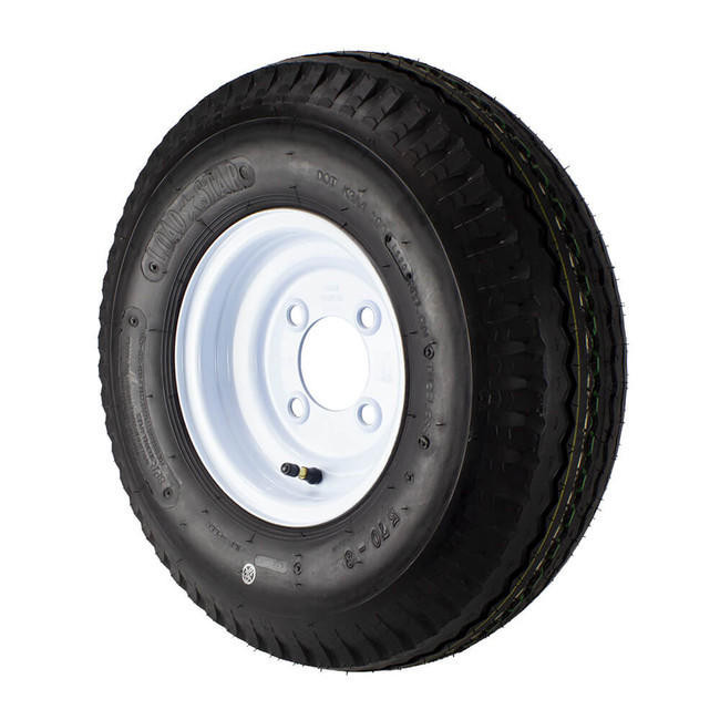 5.70X8 Loadstar Trailer Tire LRD on 4 Bolt White Wheel