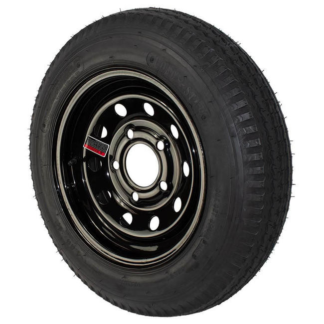 4.80X12 Loadstar Trailer Tire LRC on 5 Bolt Black Mod Wheel