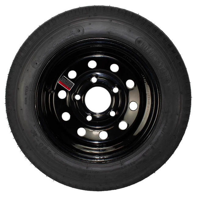4.80X12 Loadstar Trailer Tire LRC on 5 Bolt Black Mod Wheel
