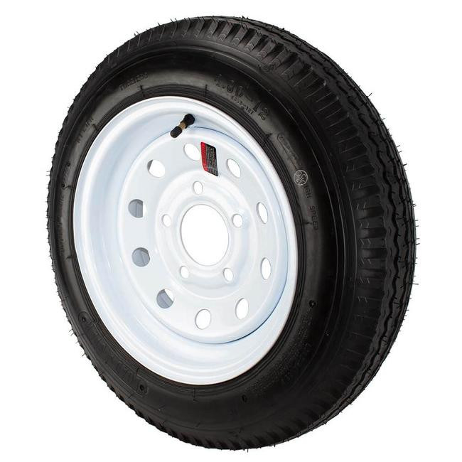 4.80X12 GlobalTrax Trailer Tire LRB on 5 Bolt White Mod Wheel