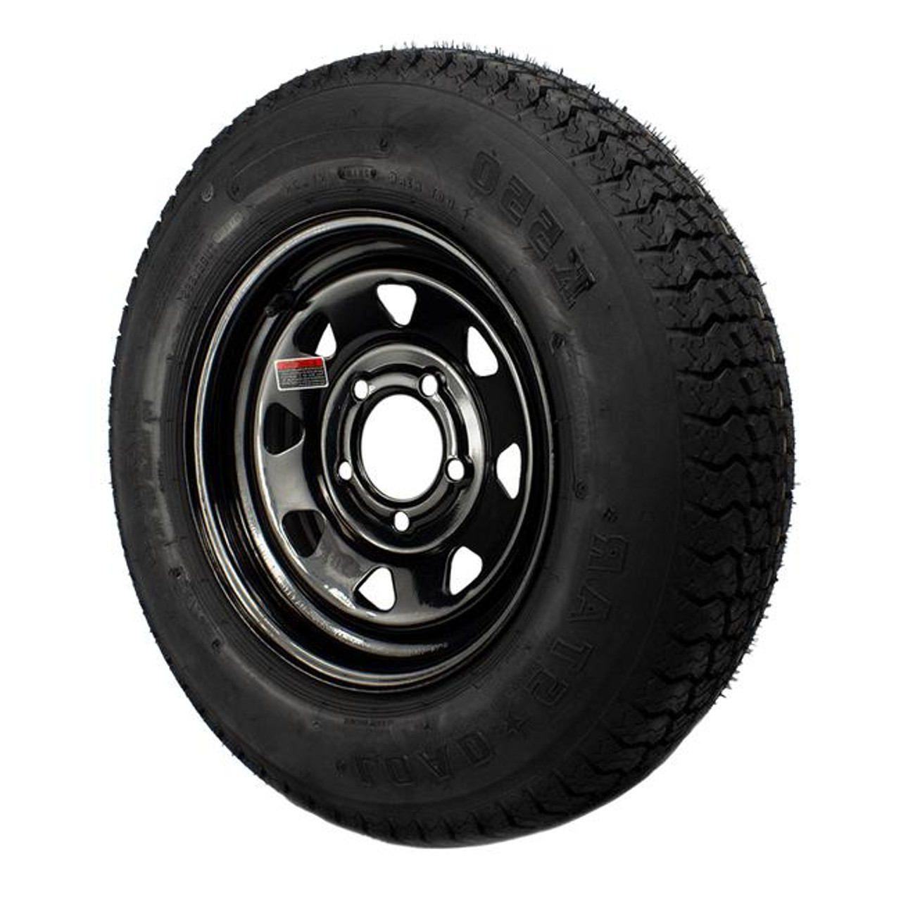 ST175/80D13 Loadstar Trailer Tire LRD on 5 Bolt Black Spoke Wheel (DOT 4921)