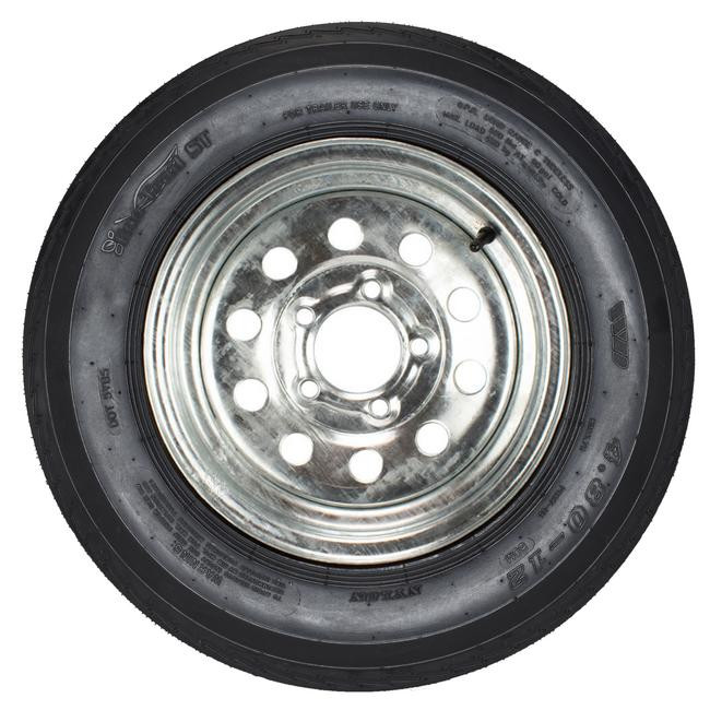 4.80X12Ecotrail Trailer Tire LRC on 5 Bolt Galvanized Mod Wheel