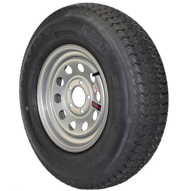 ST185/80D13 Loadstar Trailer Tire LRC on 5 Bolt Silver Mod Wheel