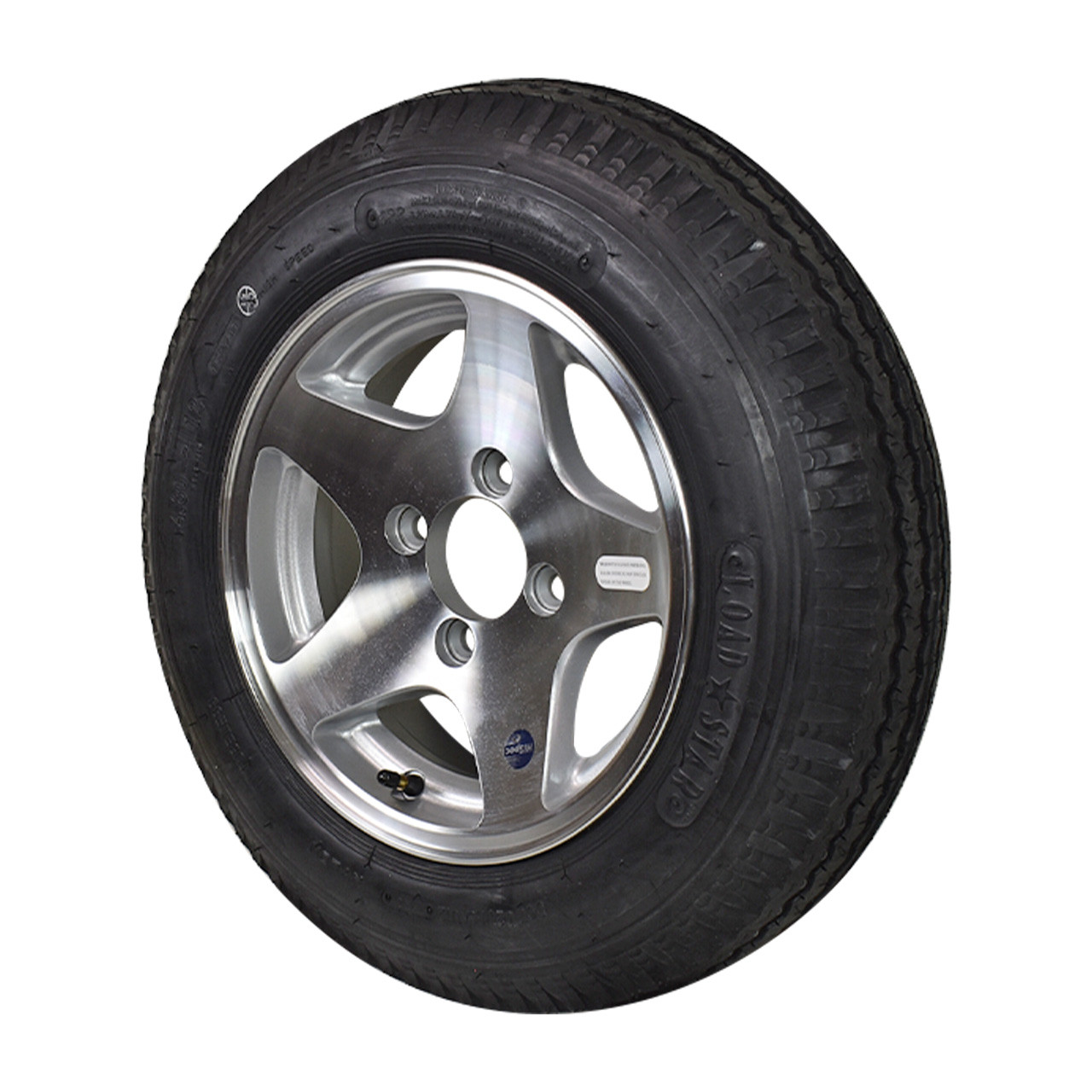 4.80X12 Loadstar LRC Trailer Tire on 4 Bolt Aluminum Series 04 Wheel