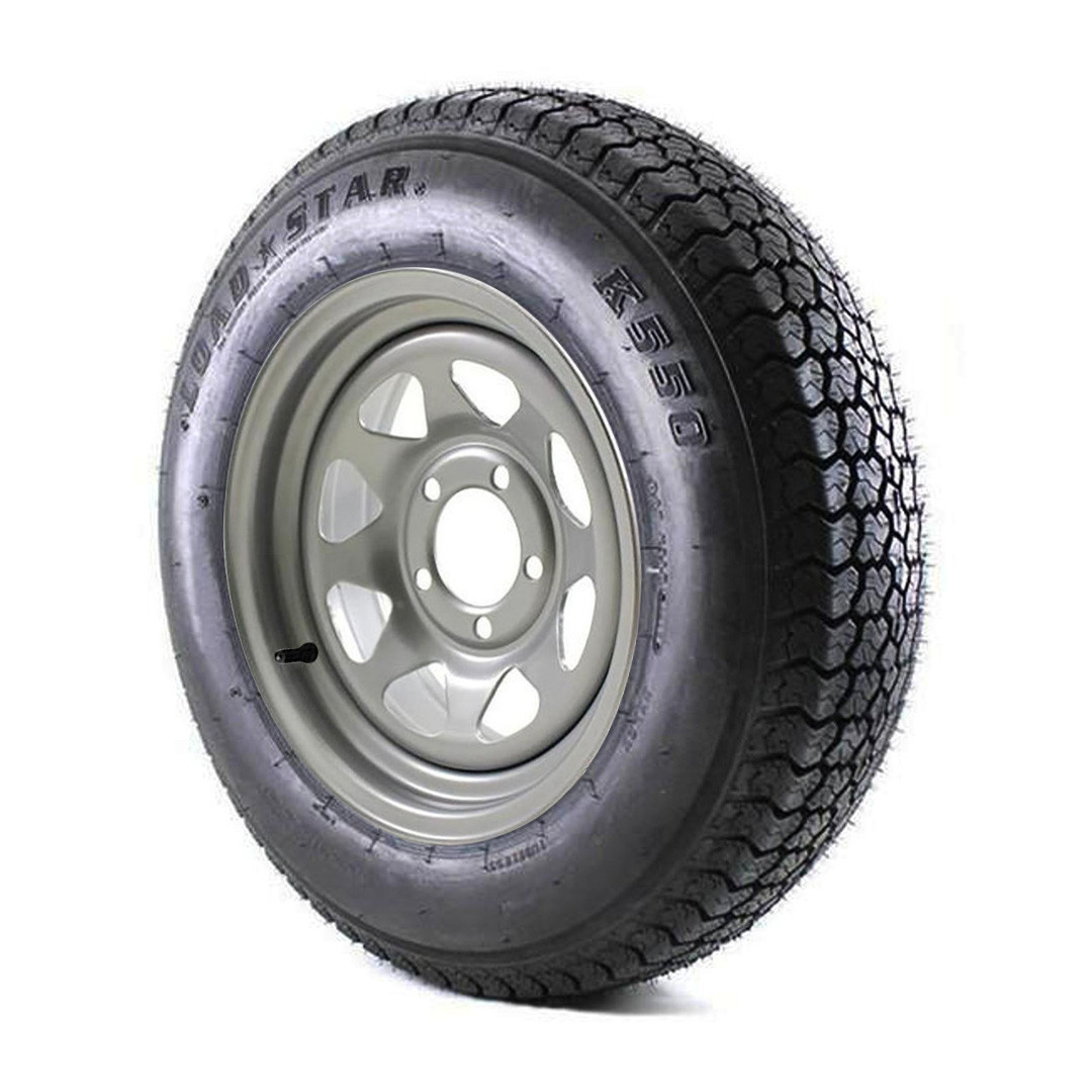 ST205/75D14 Loadstar Trailer Tire LRC on 5 Bolt Silver Spoke Wheel