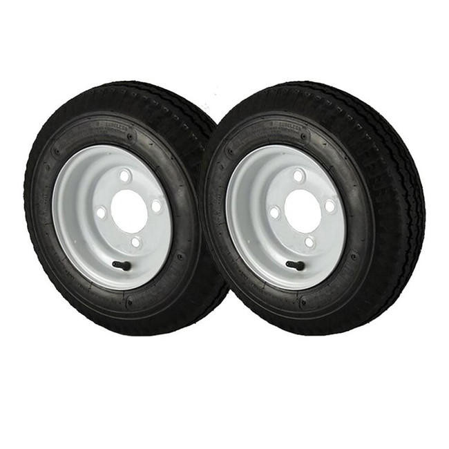 2 Pack - 4.80X8 Loadstar Trailer Tire LRC on 4 Bolt White Wheel