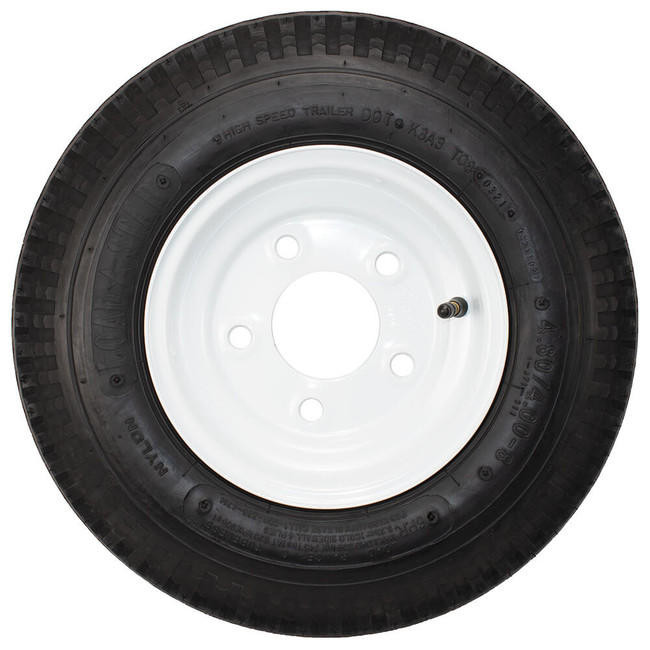 4.80X8 Loadstar Trailer Tire LRC on 5 Bolt White Wheel