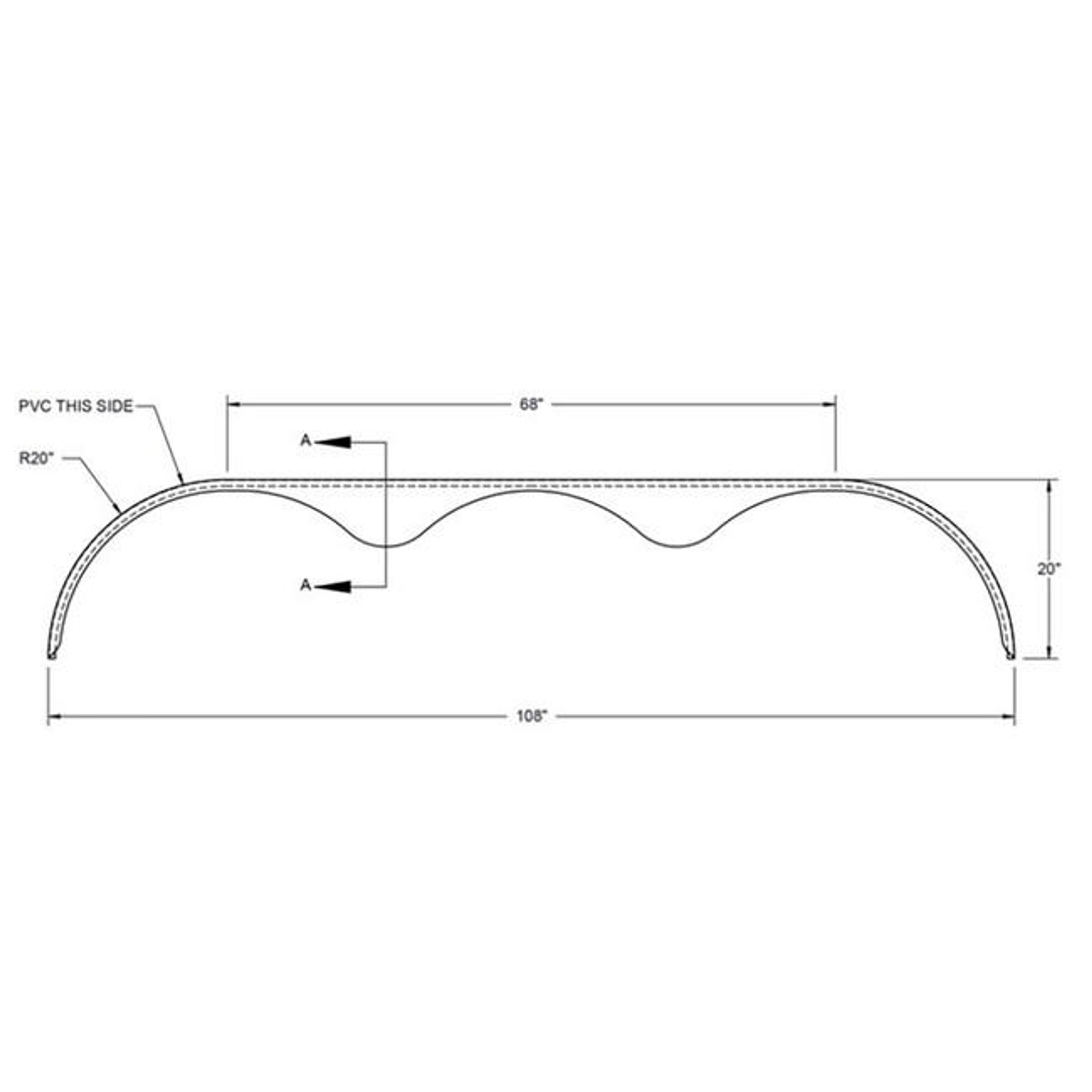108x9 TriAxle Teardrop Smooth Aluminum Trailer Fender