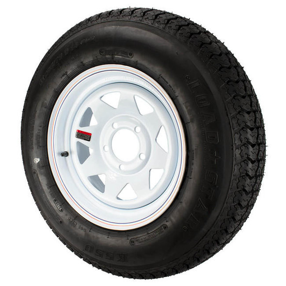 Kenda ST205/75D15 Loadstar Trailer Tire LRC on 5 Bolt White Spoke Wheel