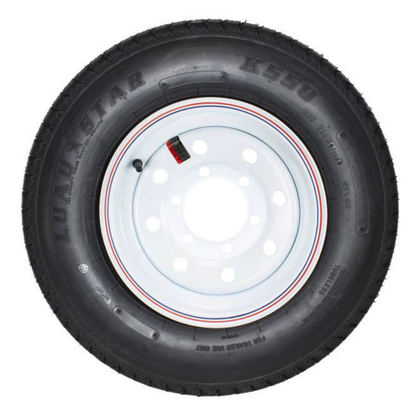 ST225/75D15 Loadstar Trailer Tire LRD on 6 Bolt White Mod Wheel
