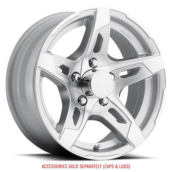 Sendel 14X5.5 5-Lug on 4.5" Aluminum T10 Trailer Wheel Silver - T10-45545SM