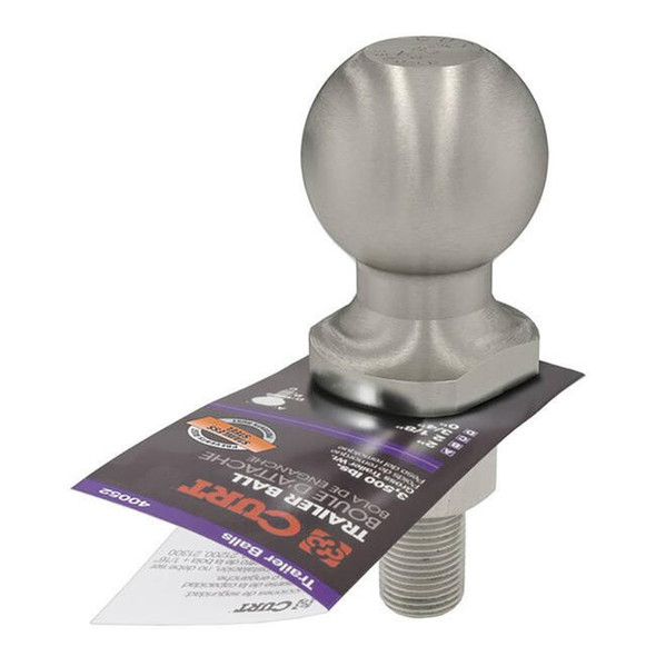 CURT Trailer Hitch Ball- Gross Load 3500lbs.- Ball Dia. 2 in.- Shank Dia. 0.75.- Shank Length 2 1/8 in.- Stainless-