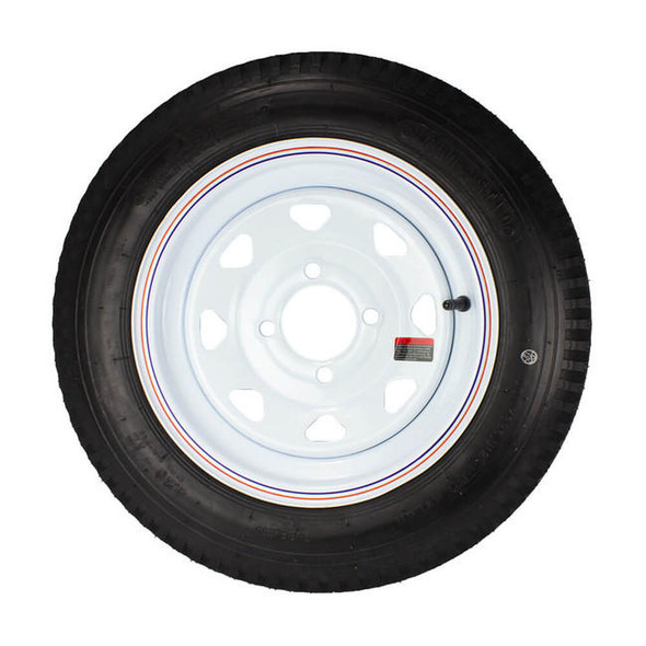 Kenda 4.80X12 Loadstar Trailer Tire LRB on 4 Bolt White Spoke Wheel