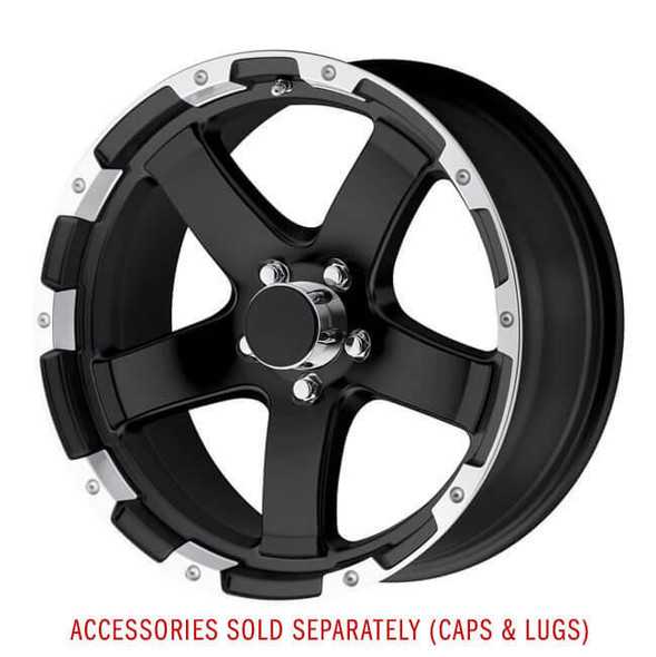 Sendel 15x6 5/4.5 Aluminum T08 Black Matte w/Machined Lip - T08-56545MBML