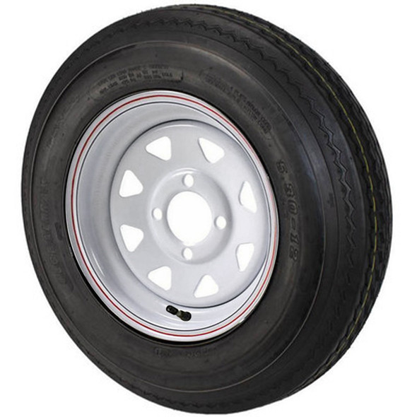 5.30X12 GlobalTrax Trailer Tire LRC on 4 Bolt White Spoke Wheel - JG