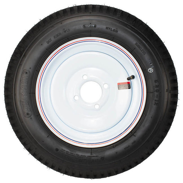 Kenda 5.30X12 Loadstar Trailer Tire LRC on 4 Bolt White Solid Wheel