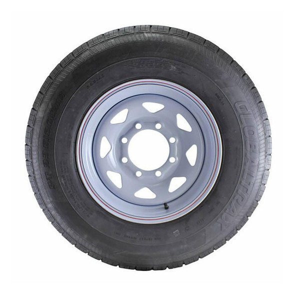 GlobalTrax ST235/80R16 Globaltrax Trailer Tire LRE on 8 Bolt White Spoke Wheel