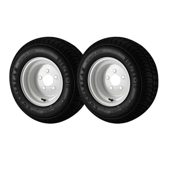 Kenda 2 Pack - 20.5X8.00-10 Loadstar Trailer Tire LRE on 5 Bolt White Wheel