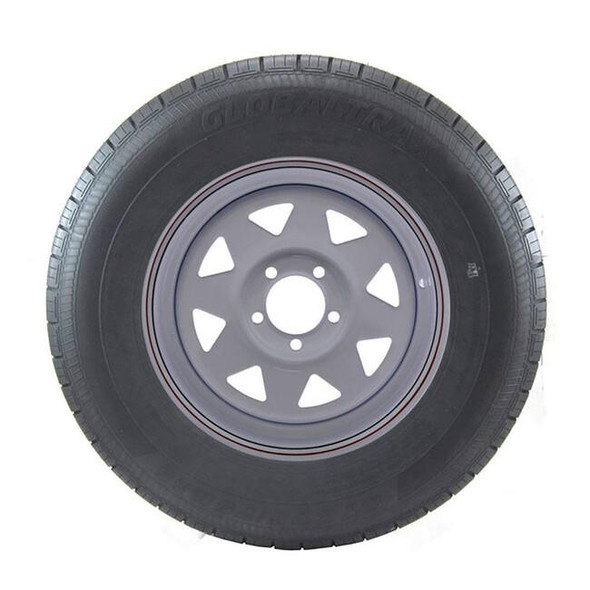 GlobalTrax ST205/75R15 Globaltrax Trailer Tire LRC on 5 Bolt White Spoke Wheel