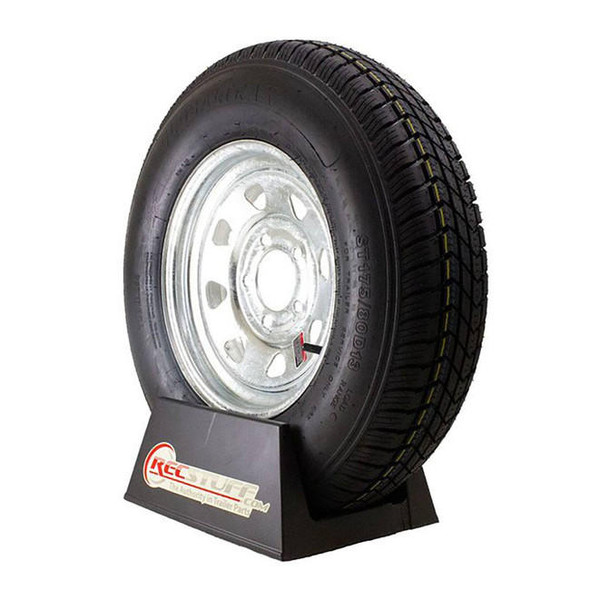 GlobalTrax ST175/80D13 GlobalTrax Trailer Tire LRC on 5 Bolt Galvanized Spoke Wheel